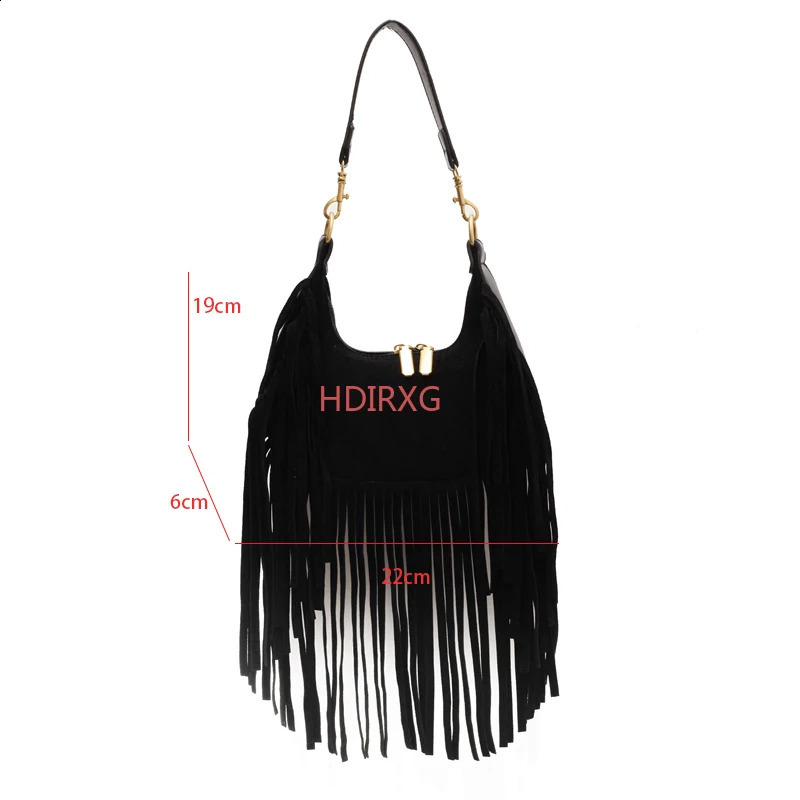 3 Half Moon Underwear Fashion Tassel Suede Leather Shoulder Bag Womens Retro Armpit Handbag Sac A Main 240929 4