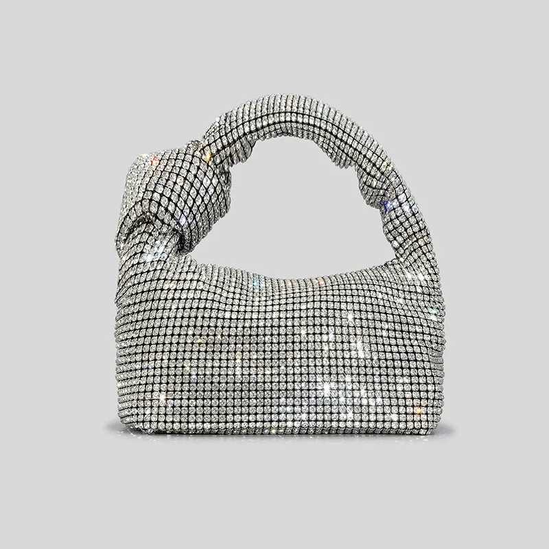 Handle Rhinestones Knot Evening Bags Silver Crystal Top Handle Bag for Women Purses and Handbags Designer Handbag Tote Z250618