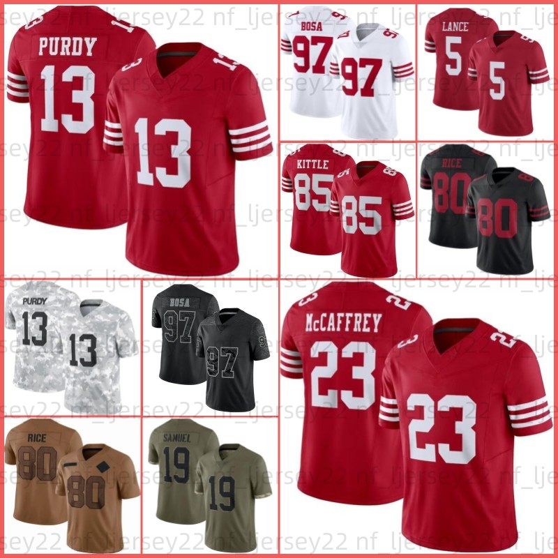 Christian McCaffrey Brock Purdy Football Jersey Nick Bosa George Kittle Patrick Fred Warner Jerry Rice Brandon Aiyuk Jauan Jennings Ricky Pearsall Kyle Juszczyk