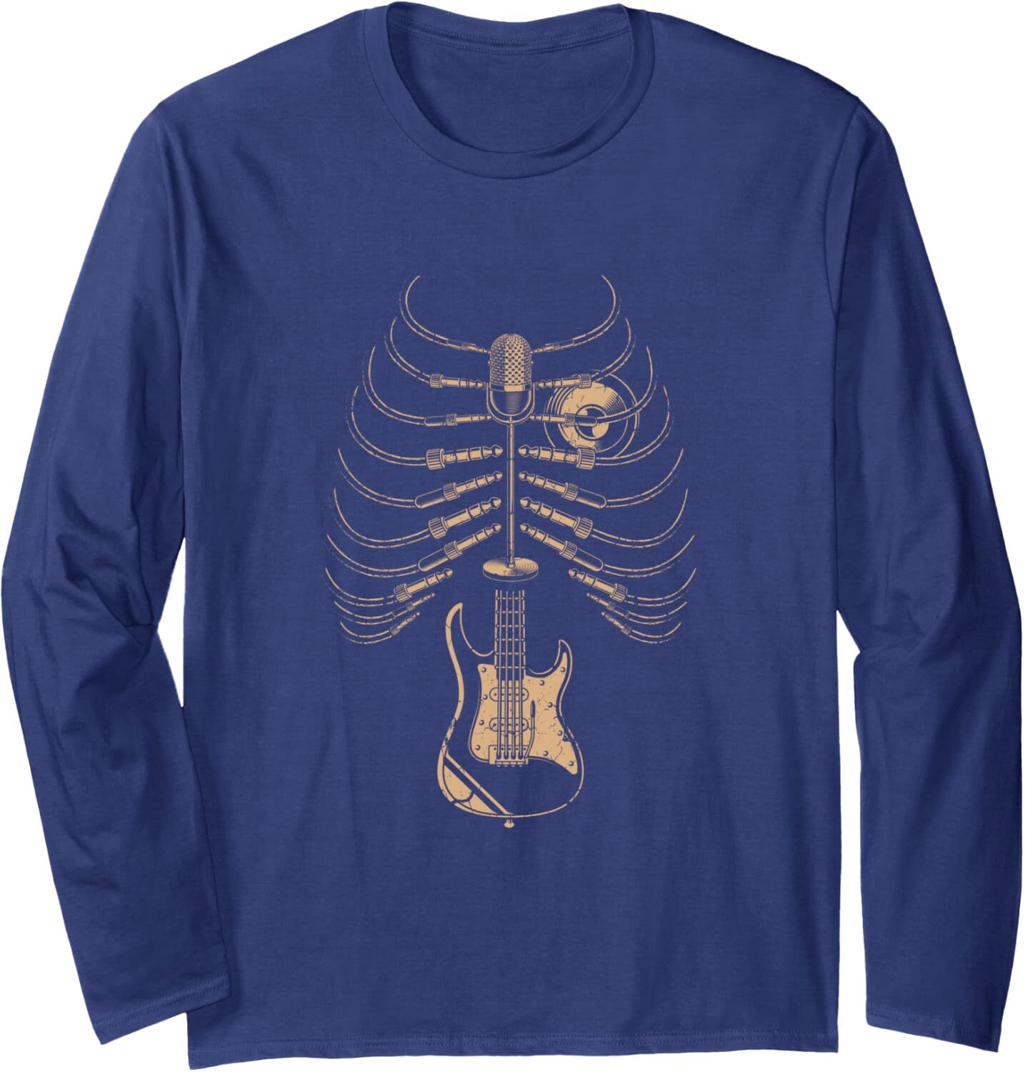 Long Sleeve Shirts for Men sweatshirt Skeleton Guitar Musical Instrument Music Heart Musician Gift Long Sleeve Tee Streetwear Casual tops clothes