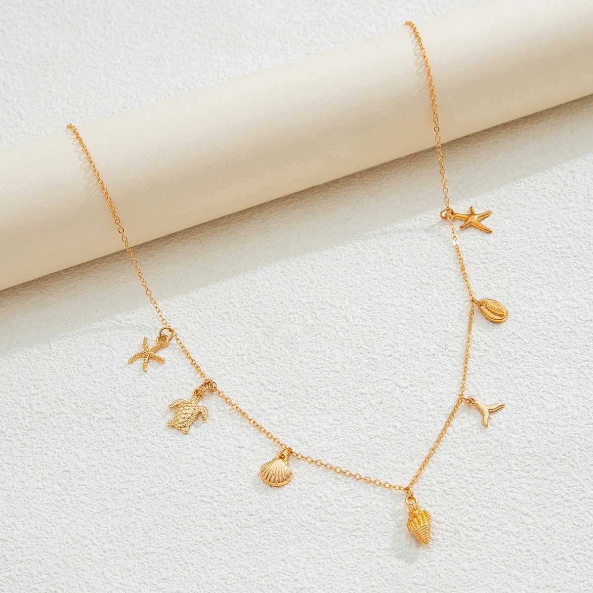 Ingemark Minimalism Boho Metal Sea Turtle Conch Starfish Pendant Waist Belly Chain for Women Summer Beach Sexy Body Jewelry GiftX240930