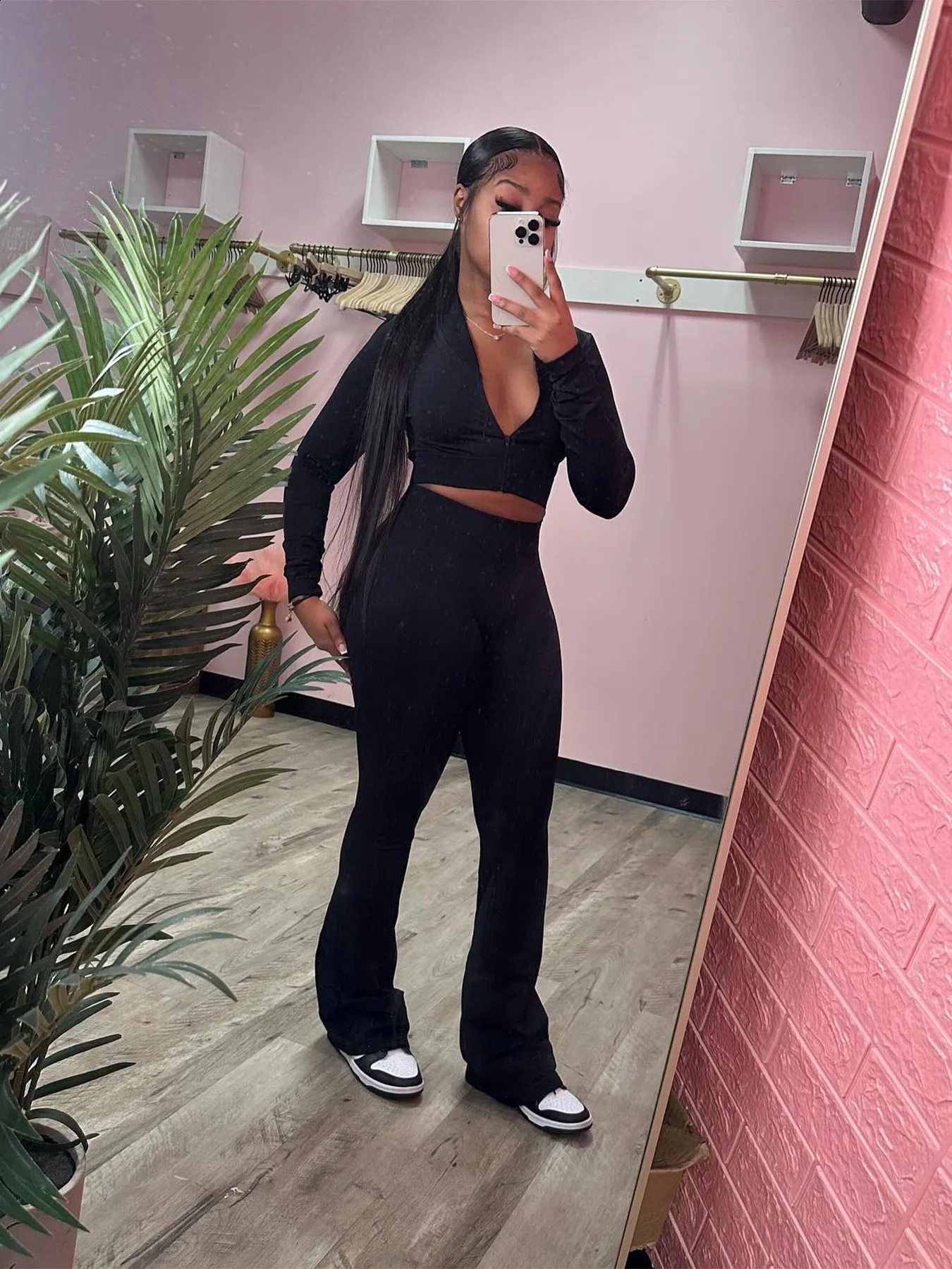 Womens sportswear tight jacket vest high waisted Flared pants casual 3piece set fitness yoga jogging 240927