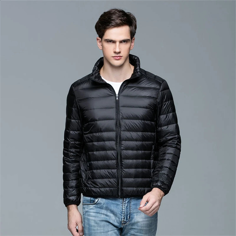 Winter mens down jacket ultra light down jacket mens windproof jacket lightweight warm jacket 240930