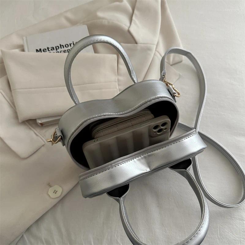 Drawstring Heart Shape Satchel Crossbody Purse Quilted Fashion Handbag PU Leather Top Handle Bag Zip Around For Women 4d7e 4