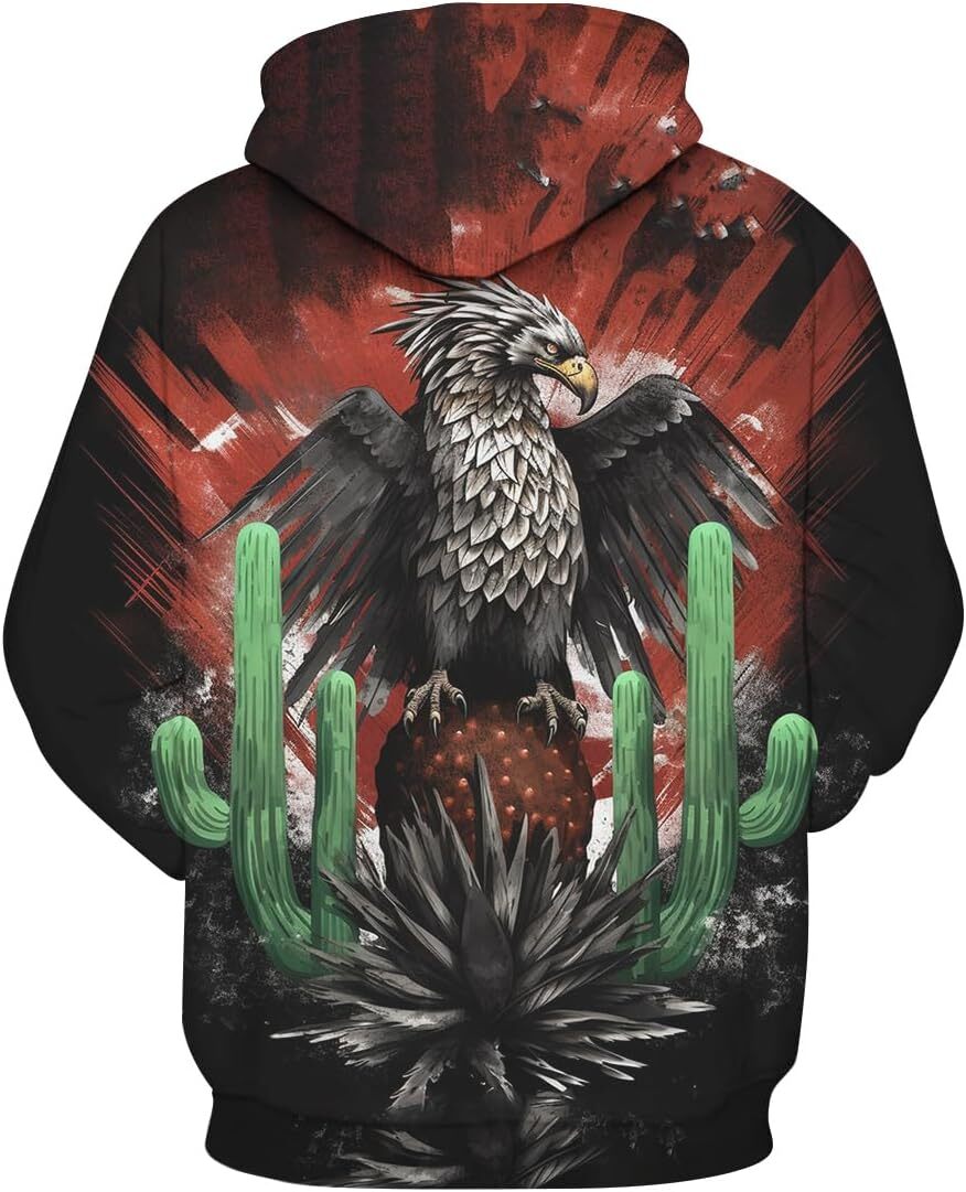 Hoodie for Mens Womens Novelty Mexican Animal Graphic Hooded 3D Printing Mexico Eagle Hoodie Sweatshirts Graphic fashion cool