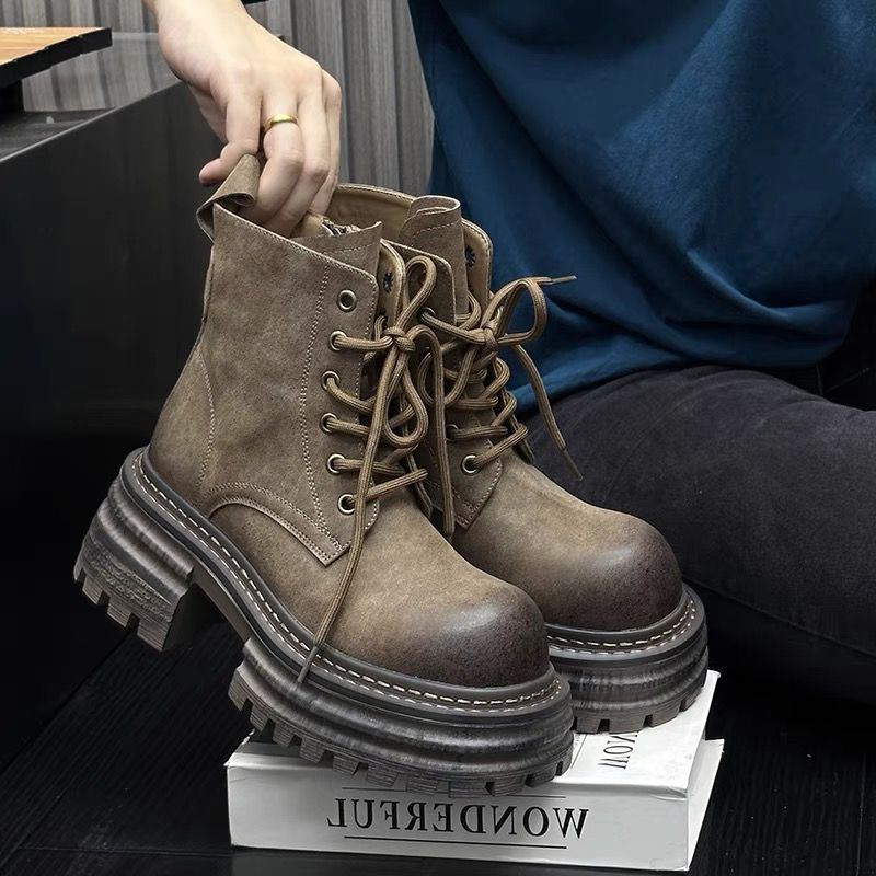 2024 Autumn New Brush Color Versatile Thick Bottom Short Tube Motorcycle Martin Boots