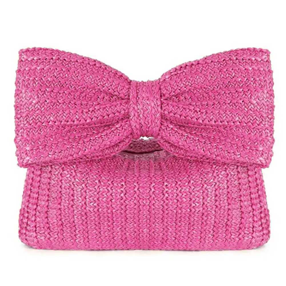 Women Weaving Clutch Bag Zipper Closure with Bow Simple Clutch Purse Versatile Female Party Wedding Bag Z250618