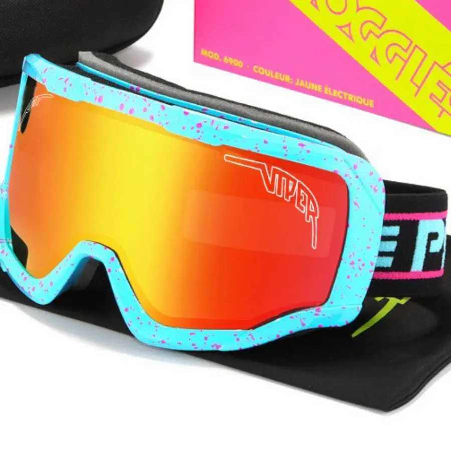 Double layer anti fog ski goggles Pit snake ski board glass outdoor sports goggles W240930