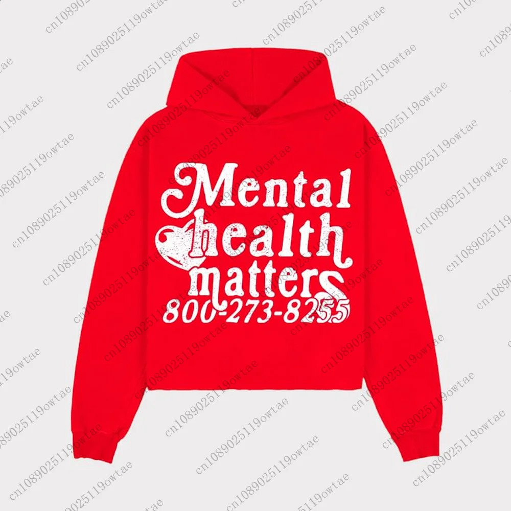 Mental Health Matters Graphic Print Pullover Hoodie Mens Super Size Street Fashion Hoodie Waist Sweatshirt 240930