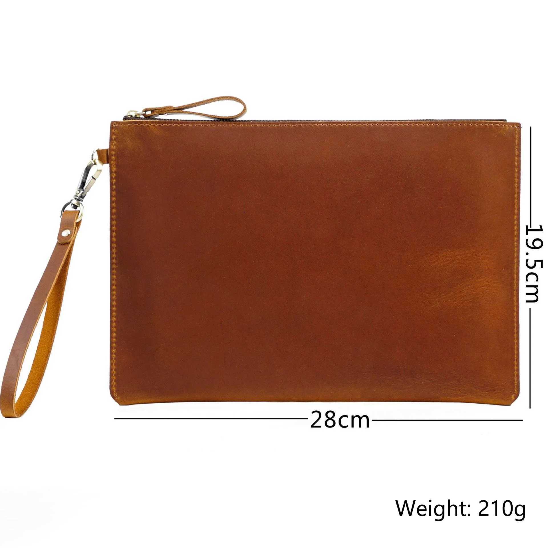 Genuine Leather Briefcase Business Luxury Laptop Sleeve Case Bag Fashion Wallet Tablet for iPad Protect Cover Pouch 11*7 inchesXJ241004