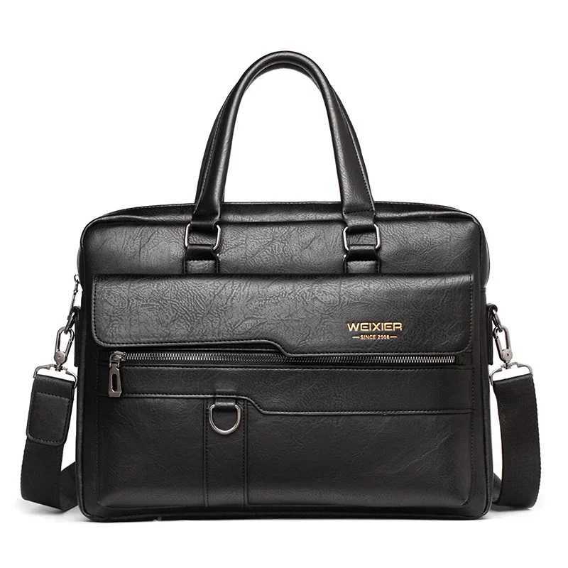 Weixier 2024 Men Briefcase High Quality Business Computer Famous Brand PU Shoulder Messenger Bag Office Handbag 14 in Laptop BagXJ241004