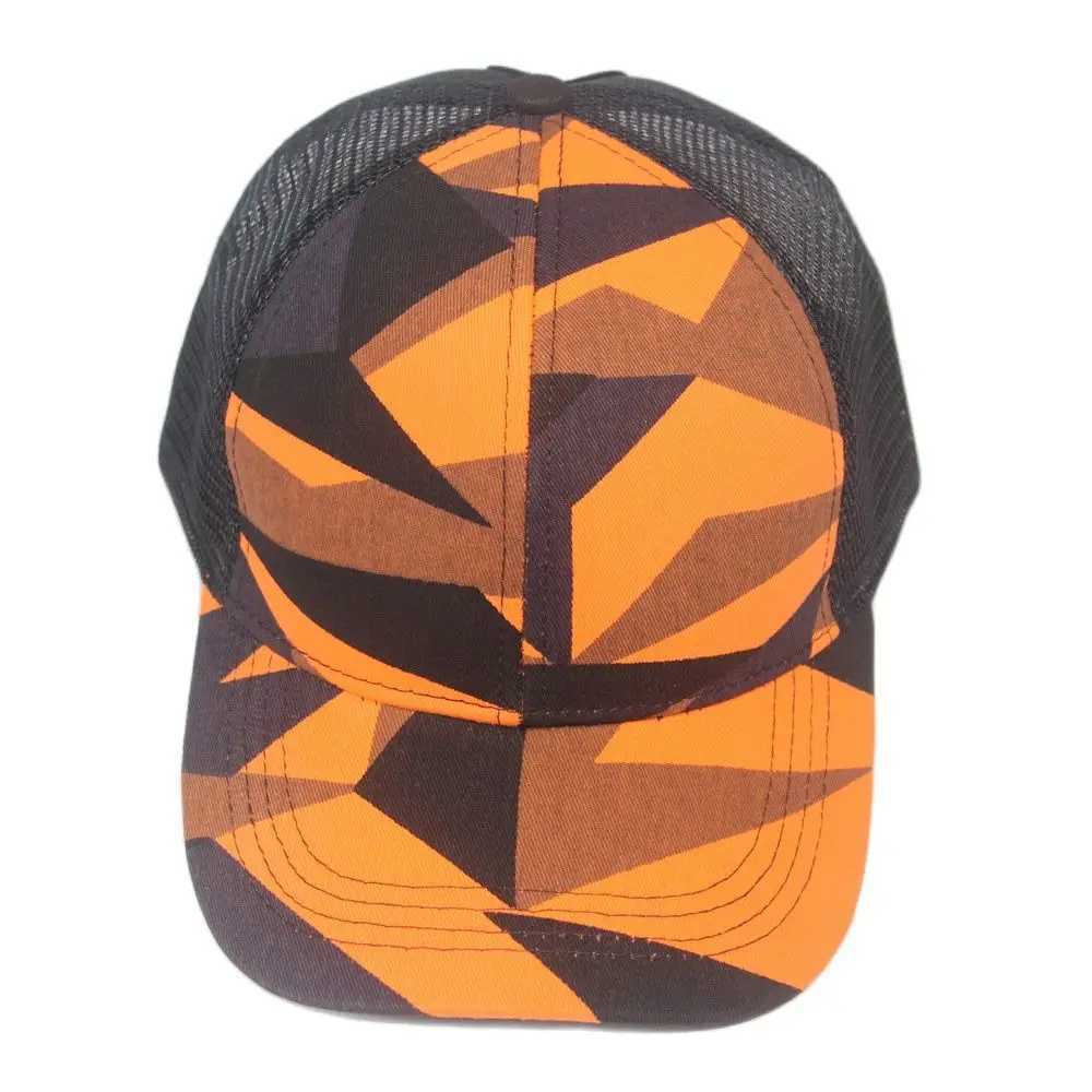 Mens Printed Geometric Baseball Cap Mesh Trucker Hat for Women Summer Cool Green Orange BlueX240930