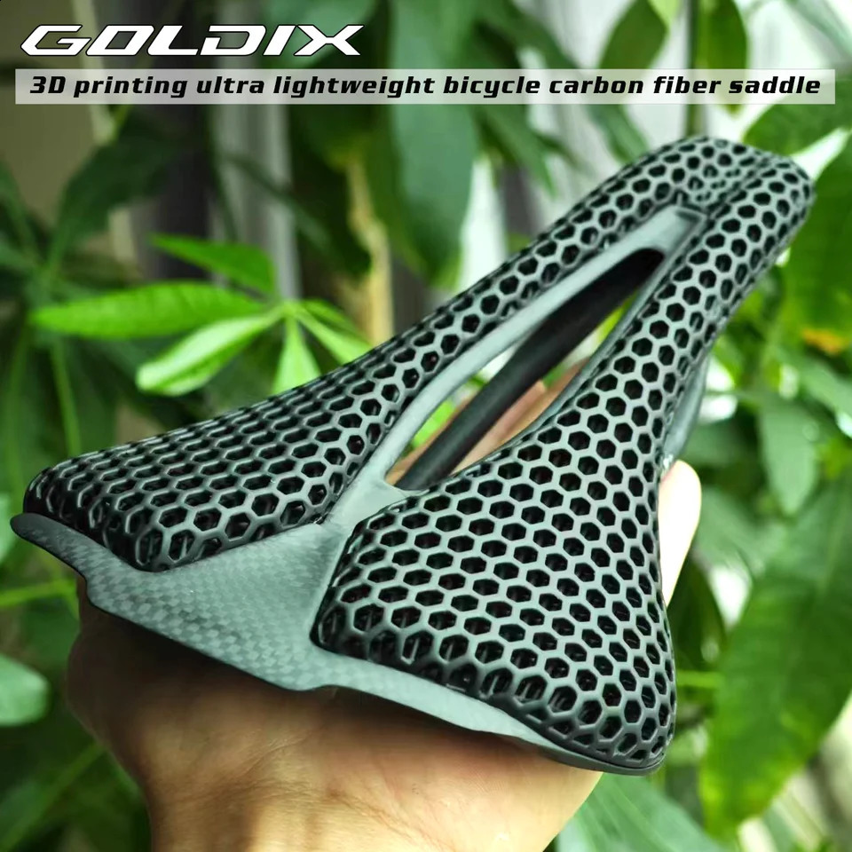 GOLDIX 3D Printing Bicycle Carbon Saddle Ultra Light Highway MTB Racing Saddle Bicycle Cushion Bicycle Seat Accessories 240923