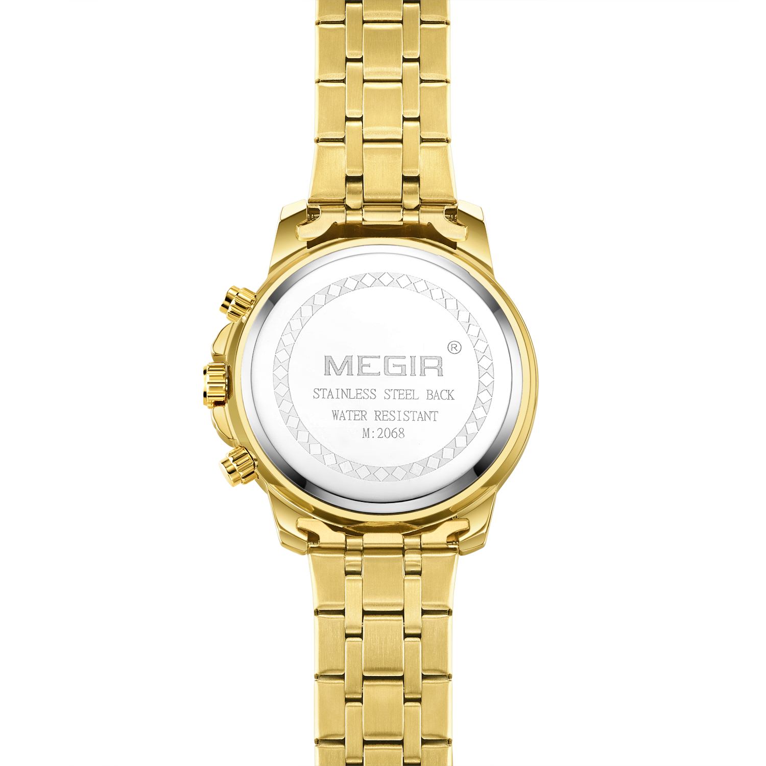 MEGIR 2068 Men's Business Sports Multi functional Watch, Leisure Luxury Waterproof Stainless Steel Timing Quartz Men's Watch 02