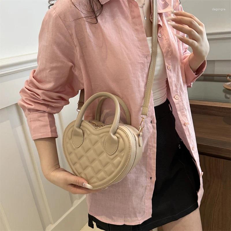 Drawstring Heart Shape Satchel Crossbody Purse Quilted Fashion Handbag PU Leather Top Handle Bag Zip Around For Women 4d7e 4