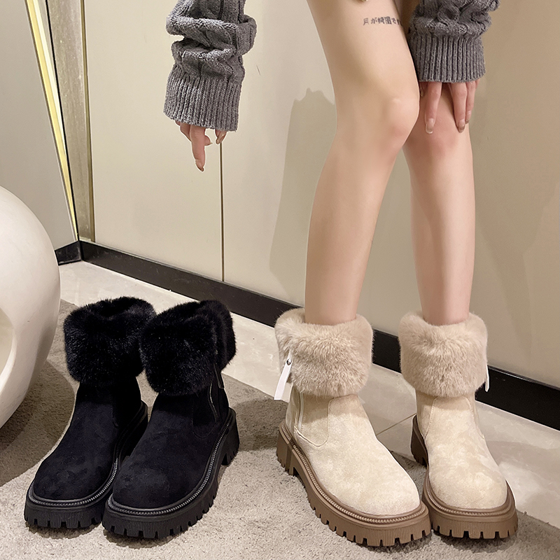 Large size anti slip snow boots 41-42 winter with plush and thick cotton boots