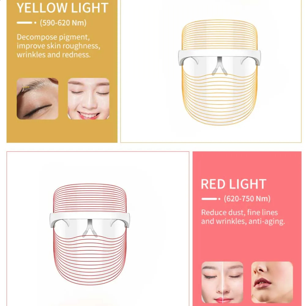 Rechargable Red Light Therapy Skin Care Led Mask Home Use Beauty Devices 7 Colours LED Light Therapy Face Beauty Devices 240930