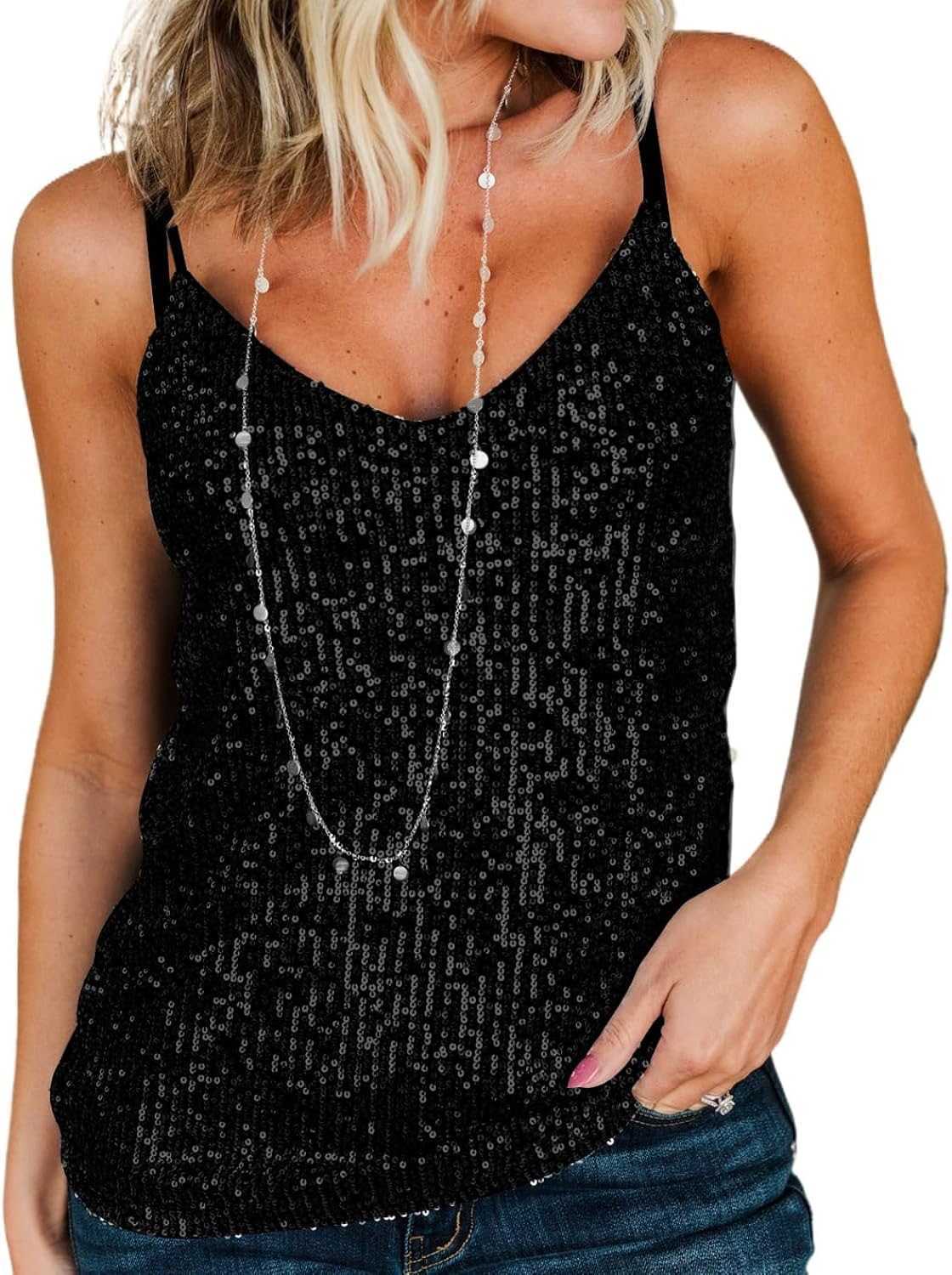Womens T Shirt New Europe Loose Sequins V-neck Short-sleeved Women Tops Casual Sequins Deep V Shirt Womens Shirts Woman Clothes Tshirts Women 240924