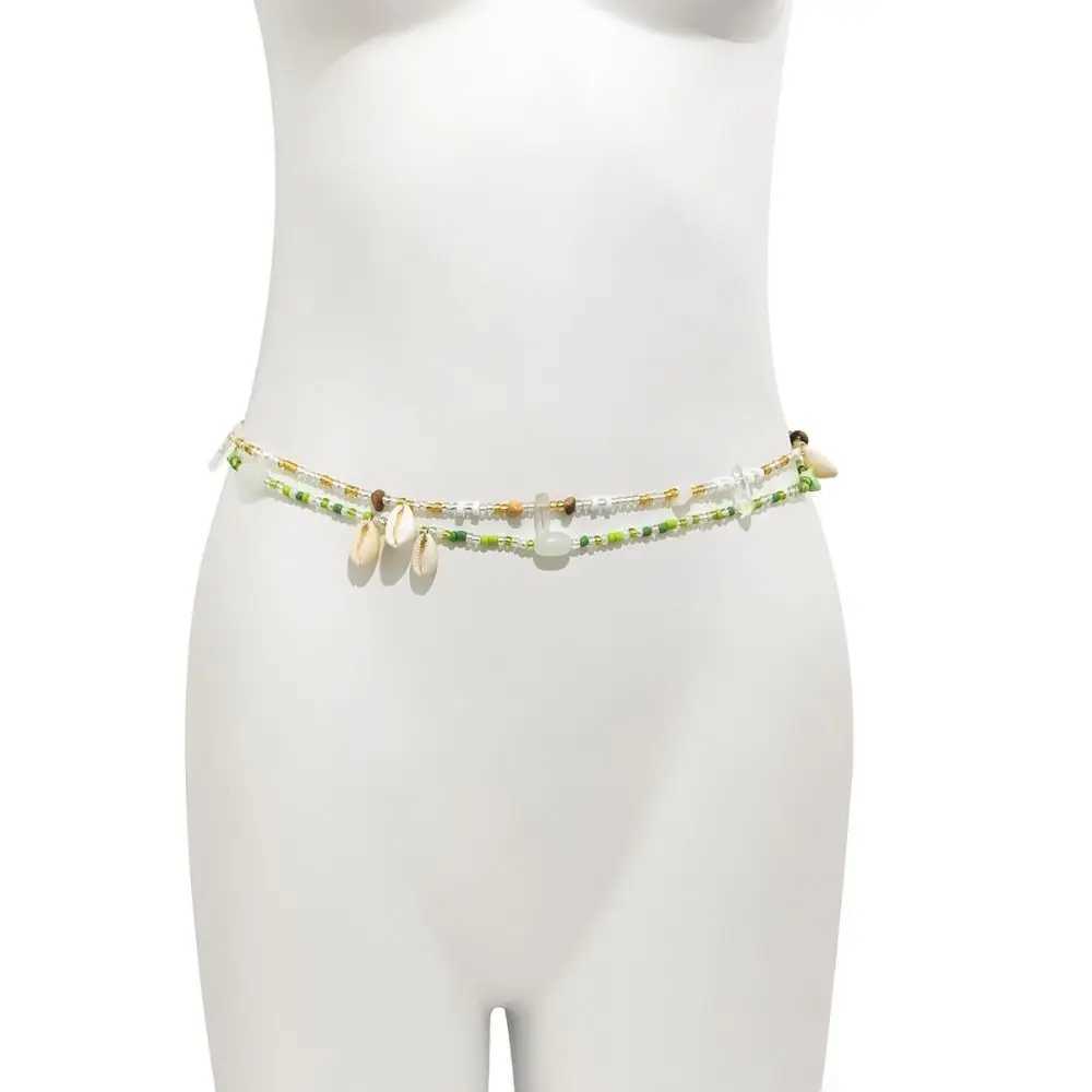 Women Elegant Trendy Summer Beach Vacation Body Jewelry Belly Chains Bohemia Beaded Waist Chain Shell Stone WaistbandX240930