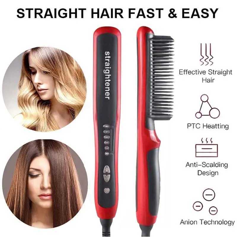 Electric Hair Straightener Brushes Anti-Scald Straight Curling Dual-Use Bangs Straightening Splint Inner Buckle Irons Fast HeatXJ241016