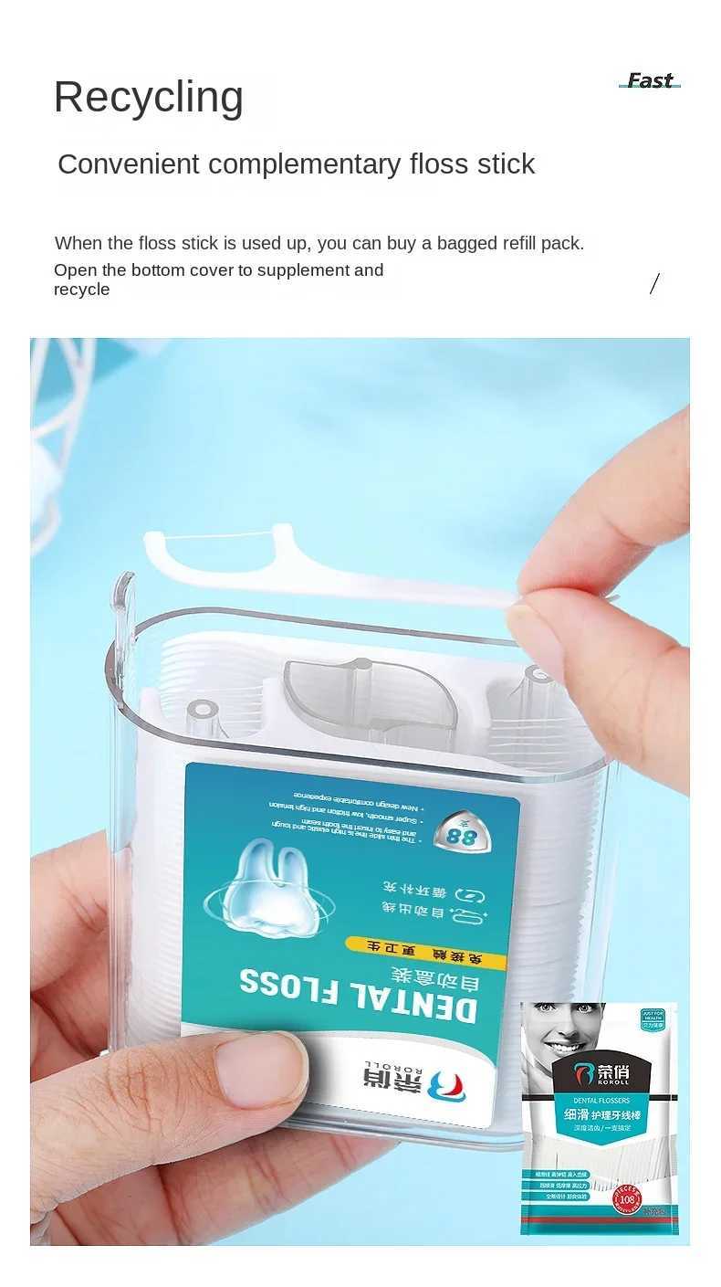 Dental floss dispenser threaded plastic toothpicks teeth cleaning tools storage box including 88 dental floss pieces Y241004