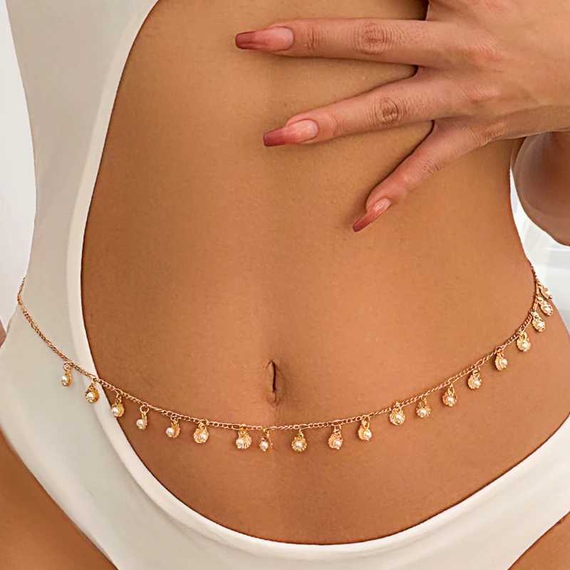 Ingemark Vintage Tiny Conch Lingerie Chain Waist Belly Belt for Women Summer Bikini Festival Rave Body Jewelry Y2K AccessoriesX240930