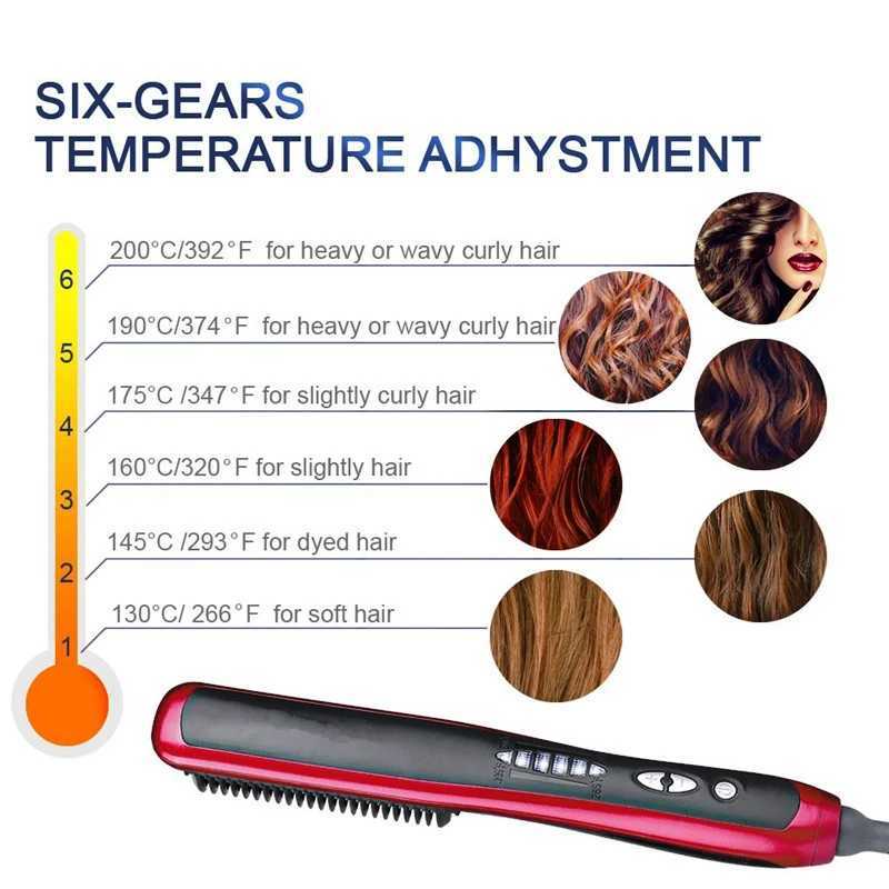 Electric Hair Straightener Brushes Anti-Scald Straight Curling Dual-Use Bangs Straightening Splint Inner Buckle Irons Fast HeatXJ241016
