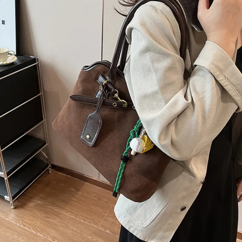 Retro Matte PU Leather Shoulder Bag Women Korean Large Capacity Crossbody Bags Tote Bag Fashion Handbags 240930