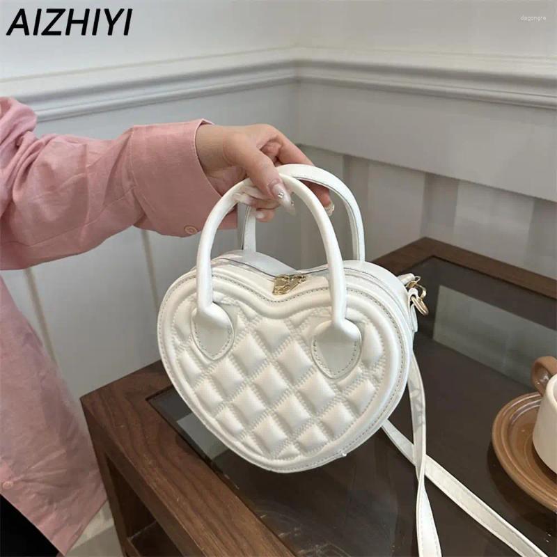 Drawstring Heart Shape Satchel Crossbody Purse Quilted Fashion Handbag PU Leather Top Handle Bag Zip Around For Women 4d7e 4