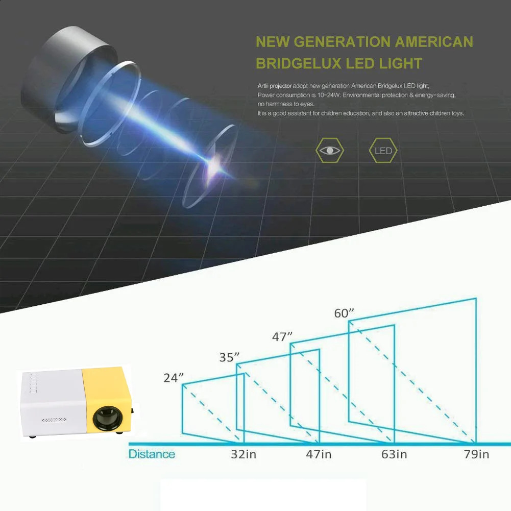 Salange Mini Projector YG300 Pro LED Supported 1080P Full HD Portable Beamer Audio USB Video Projetor 240929