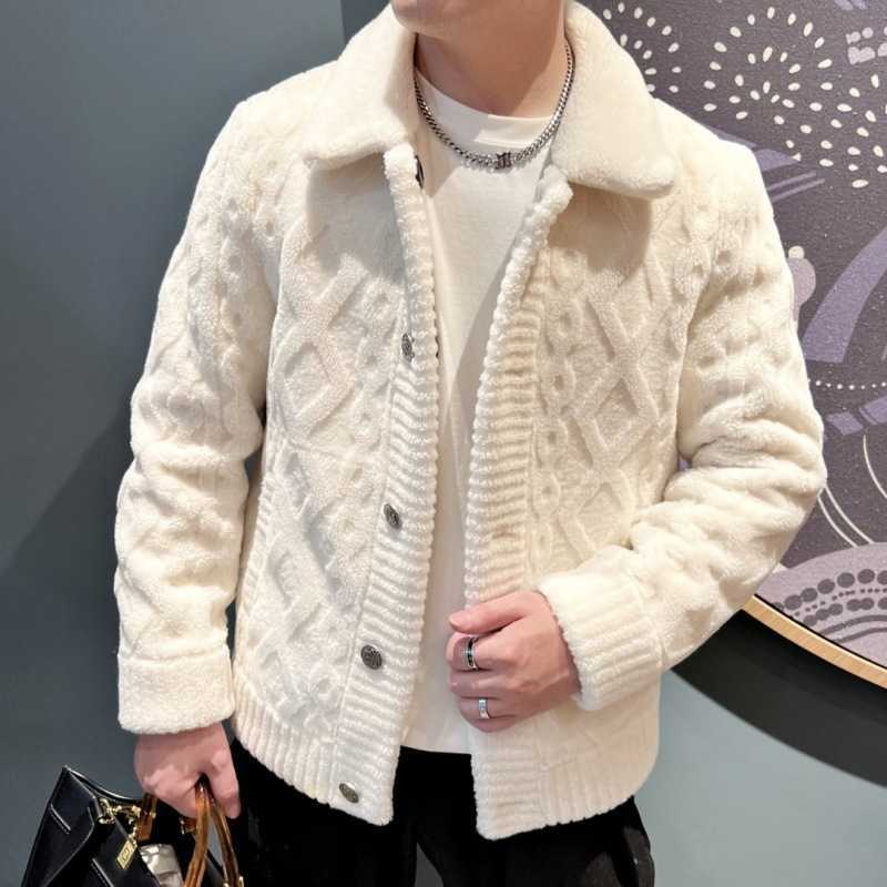 Spring and Autumn Collar Knitted Jacket for Men Light Luxury Cardigan Sweater European Style Trendy Brand Jacket Top W240930