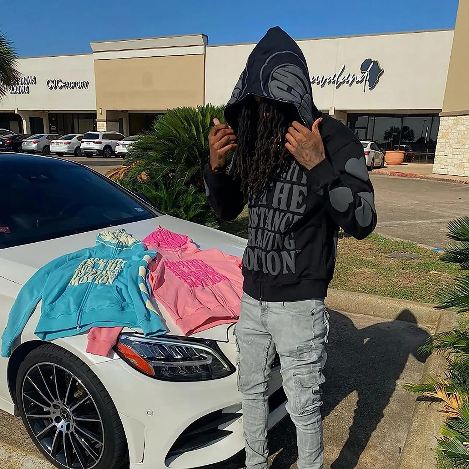 Y2K Letter foam Print High Street Hip Hop Loose Zipper Hoodie Mens Gothic Harajuku Leisure Street Oversized Sweatshirt Unisex 240927