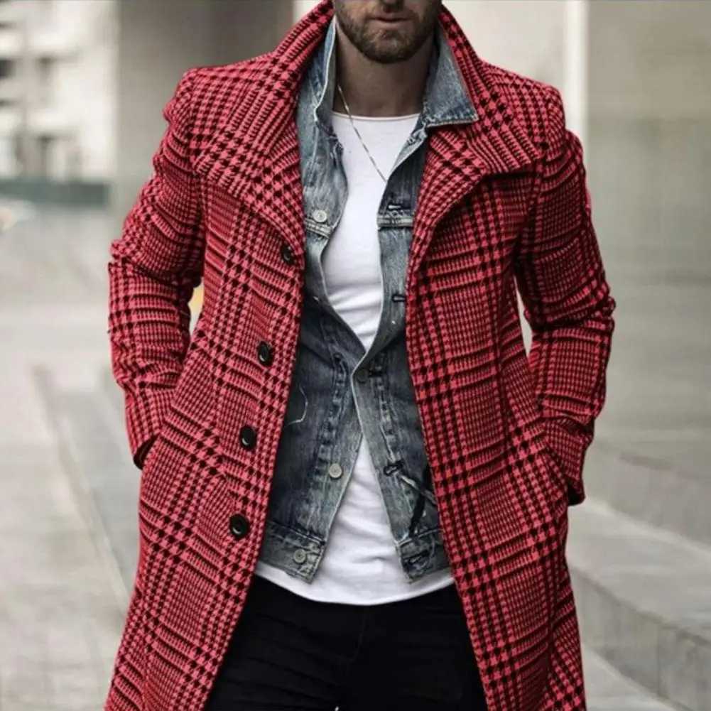 Men's Trench Coat Mens jacket British style mens coat super soft windproof trendy cold resistant single perforated trench coat Z241004 - view 4