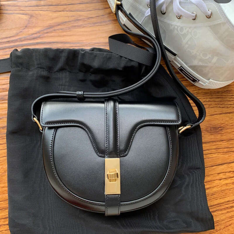 Fashion Semicircle Cow Leather Small Women New Famous Saddle Designer Lock Shoulder Crossbody Mini Bag