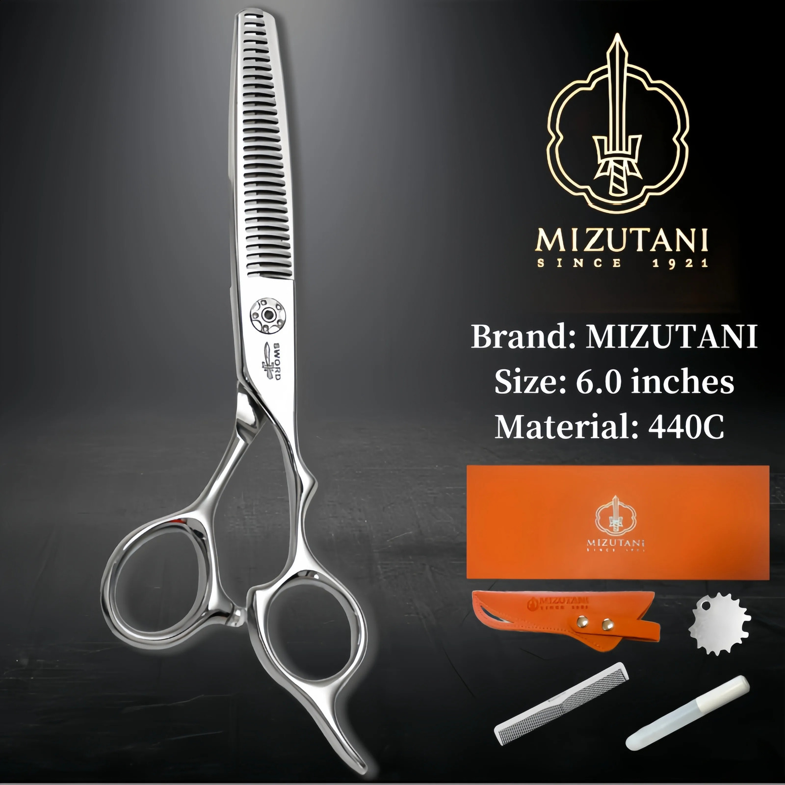 MIZUTANI 440C Tungsten Steel Pattern Advanced Scissors Pattern Professional Hairdressing Salon Top Professional Barber Cutting Set 240929