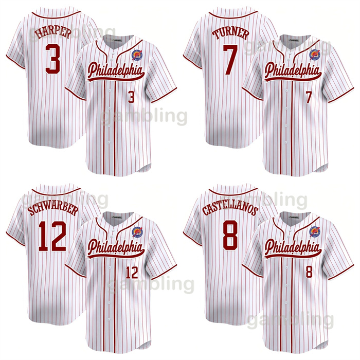 24 Mens/Youth/Women Baseball ed Jerseys Herper Trea Turner Kyle Schwarber J.T. Realmuto Alec Bohm Nick Castellanos Aaron Nola