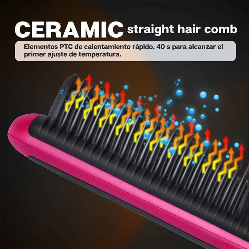 Electric Hair Straightener Brushes Anti-Scald Straight Curling Dual-Use Bangs Straightening Splint Inner Buckle Irons Fast HeatXJ241016