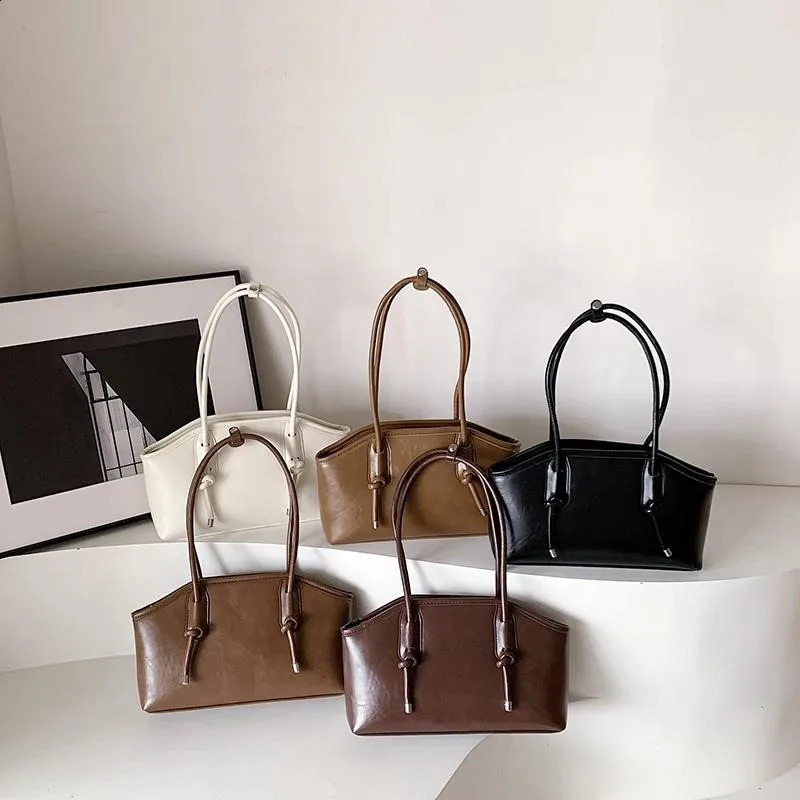 PU Leather Tote Bag Shoulder Bags Women Korean Large Capacity Solid Underarm Bag Simple Fashion Handbags Autumn Winter 240930