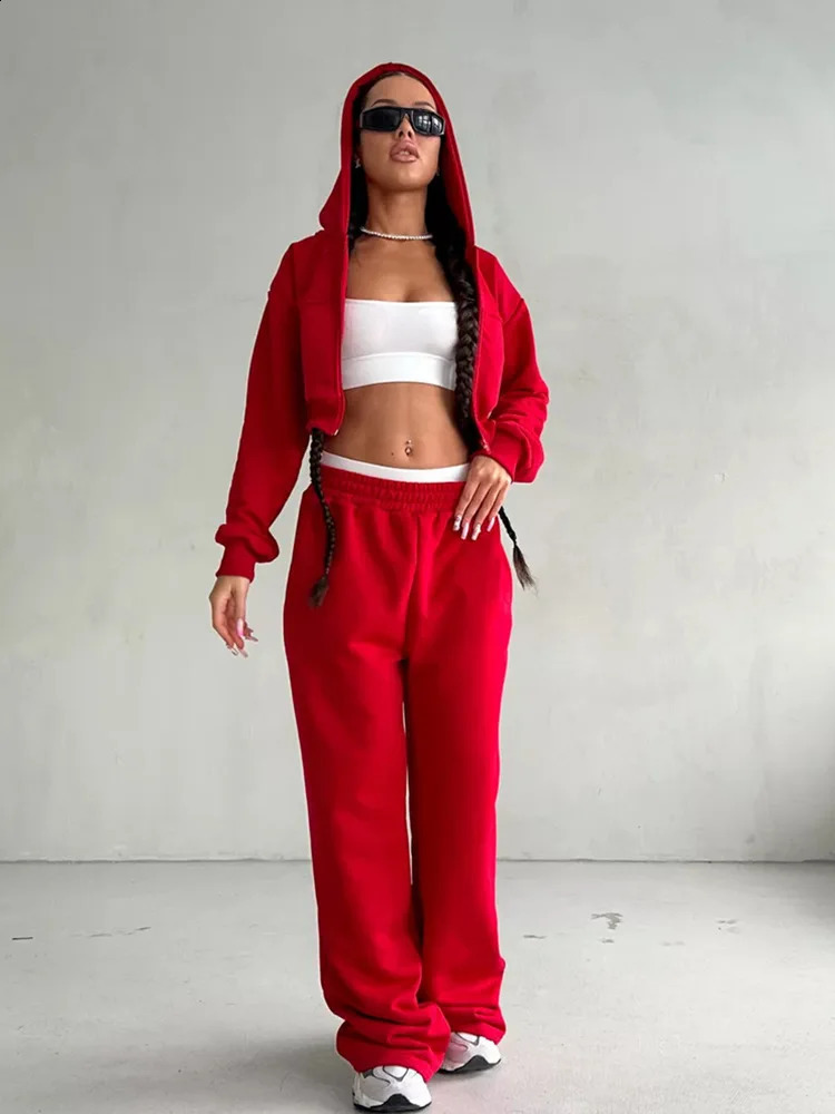 Womens sportswear set autumn and winter sexy crop top hoodie jogging casual twopiece fitness yoga suit 240927