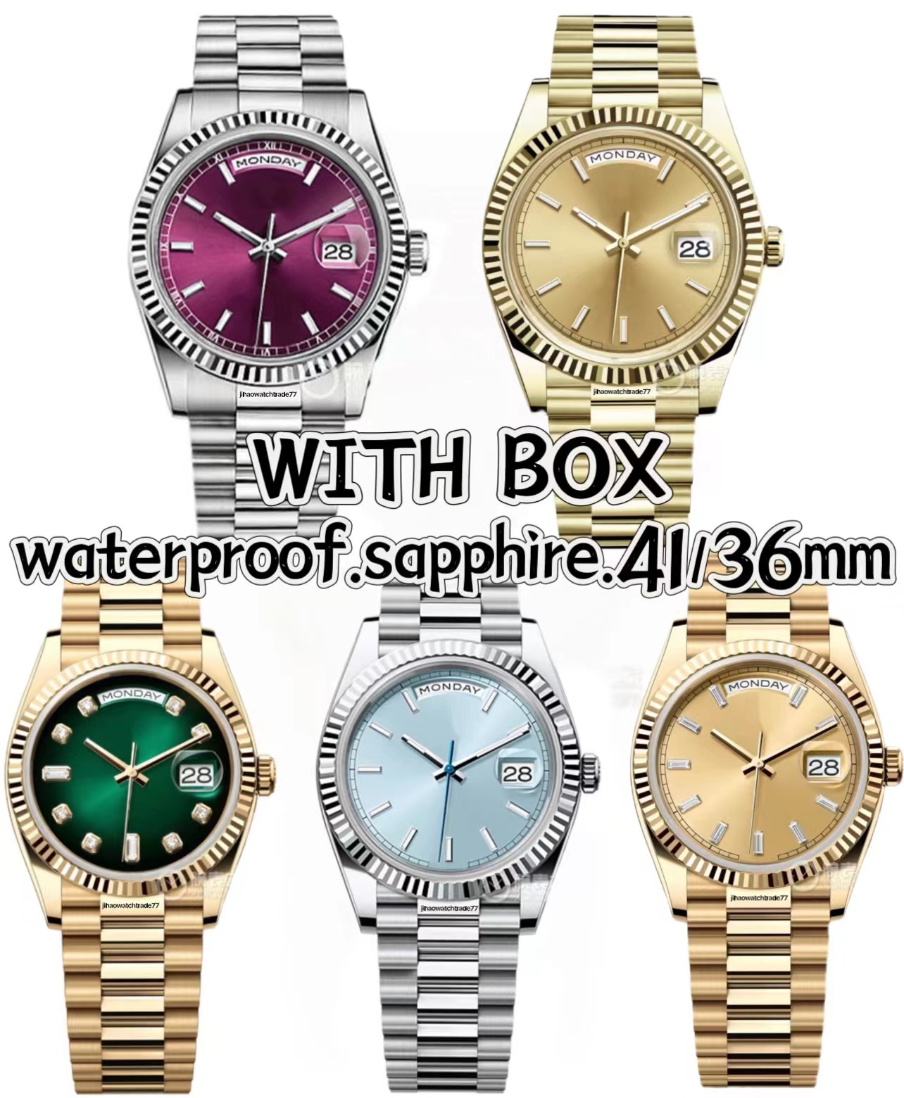 watch mechanica mens watch stainesssteelbraceletsapphire waterproof alasswith date womans gold silver blackcouplewatches with box 41/36/mm