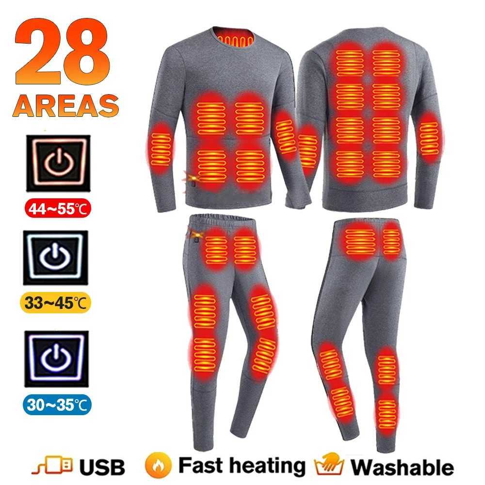 28 Areas Heated Underwear Winter Thermal Underwear Women Men Heating Jacket Winter Sports Accessories Electric Heated EquipmentX2401004