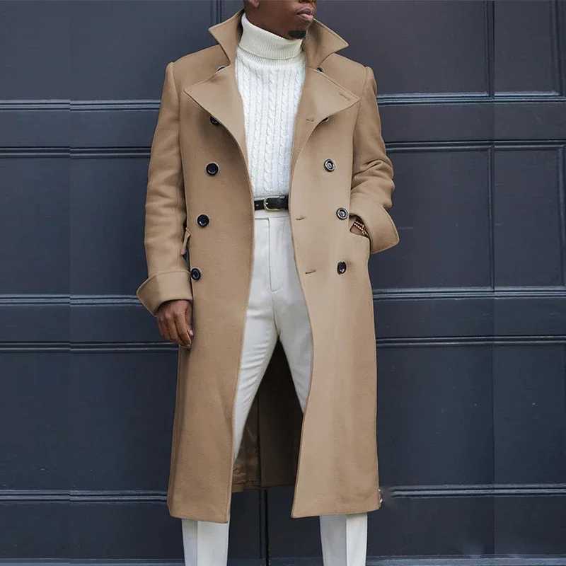 New Arrival Mens Trench New Fashion Coat Autumn Winter UK Loose Coat Medium length Trench Mens Long Coat La Ropa De Los Hombres R241004