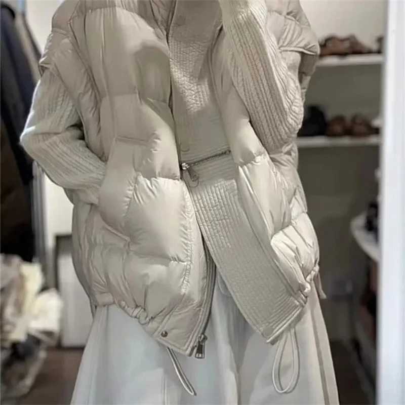 Winter womens apron jacket vest zipper thick warm jacket autumn winter casual cotton vest zipper puff jacket M241004