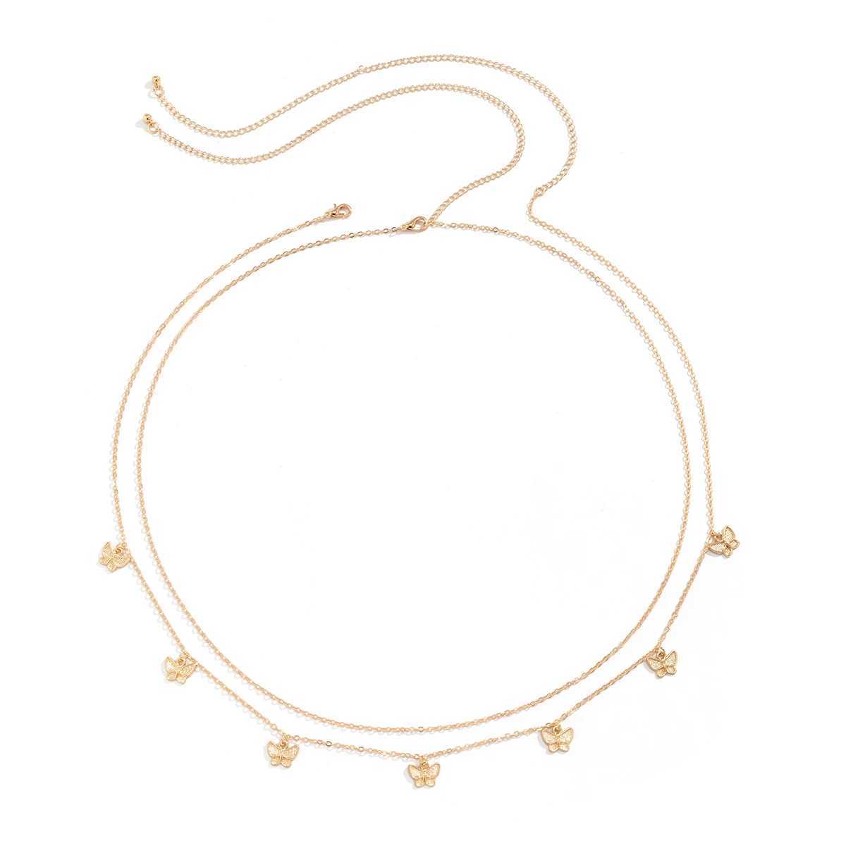 2 pieces/set Bohemian classic butterfly waist belly chain womens summer beach sexy carnival body chain vacation aesthetic jewelry gift W240930