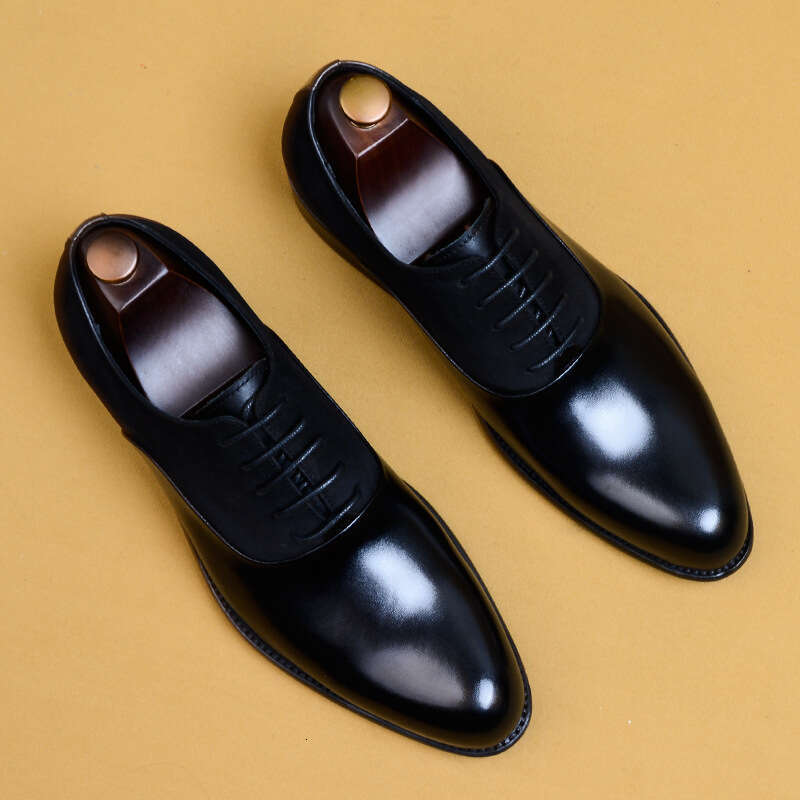 Genuine Cow Leather Brogue Wedding Business Casual Flats Vintage Handmade Oxford Shoes For Men Black Bury 2024
