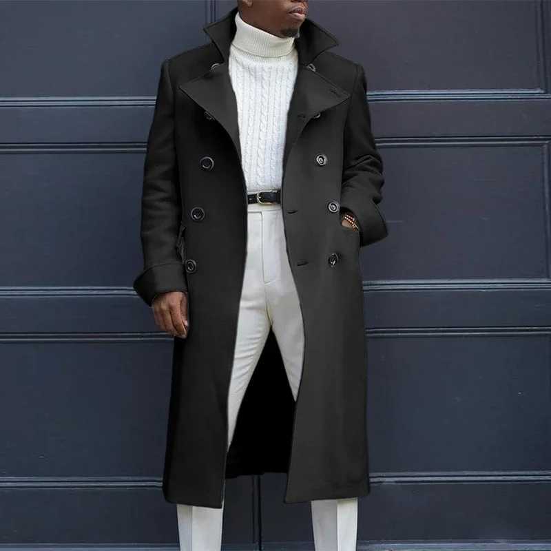 New Arrival Mens Trench New Fashion Coat Autumn Winter UK Loose Coat Medium length Trench Mens Long Coat La Ropa De Los Hombres R241004