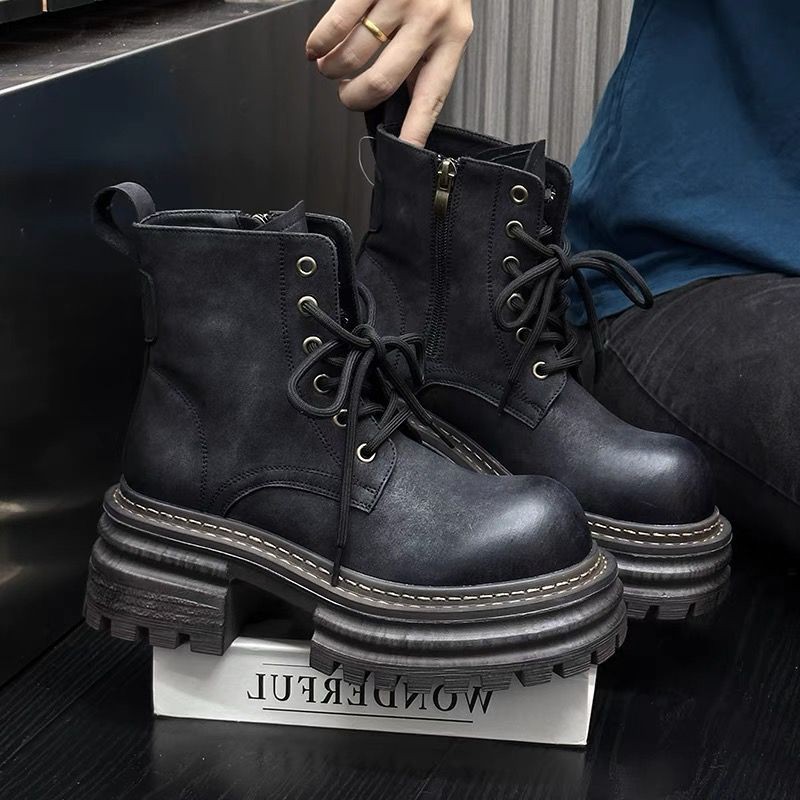 2024 Autumn New Brush Color Versatile Thick Bottom Short Tube Motorcycle Martin Boots