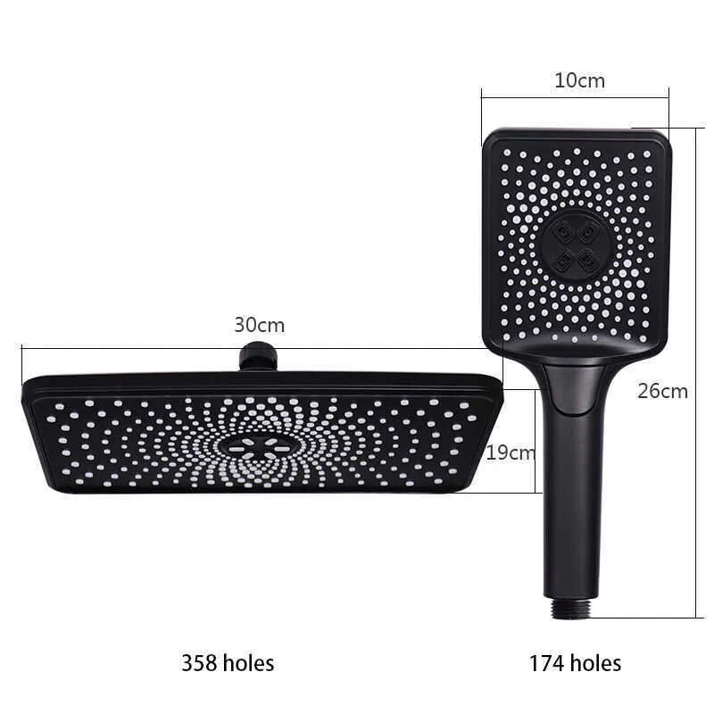 Showerhead Square Shower Set Heads Rainfall Large Head Black Rain Waterfall For Bath Bathroom Accessories R230627 head room