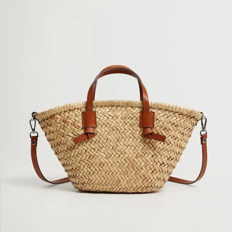 Casual Wicker Woven Basket Bags Rattan Women Handbags Summer Beach Straw Large Capacity Tote Big Shoulder Crossbody Bag 240930