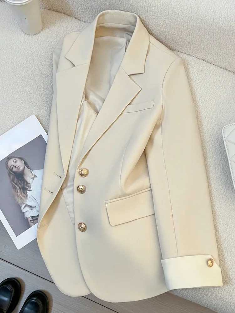 New Fashion 2024 Women Design Sense Niche Loose Milk White Blazer Jacket Spring Female Korean Commuting Splicing Suit Tops CoatX2410